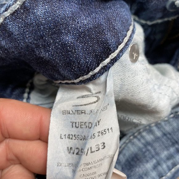 Silver Tuesday Bootcut Jeans Women’s 29x30 Boot Cut Low Rise Dark Wash Stretch - Picture 7 of 8